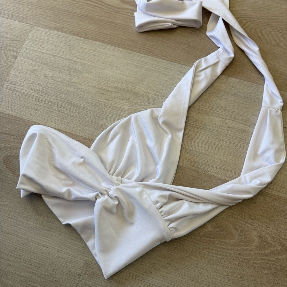 White Halter Top Small - Picture 2 of 3